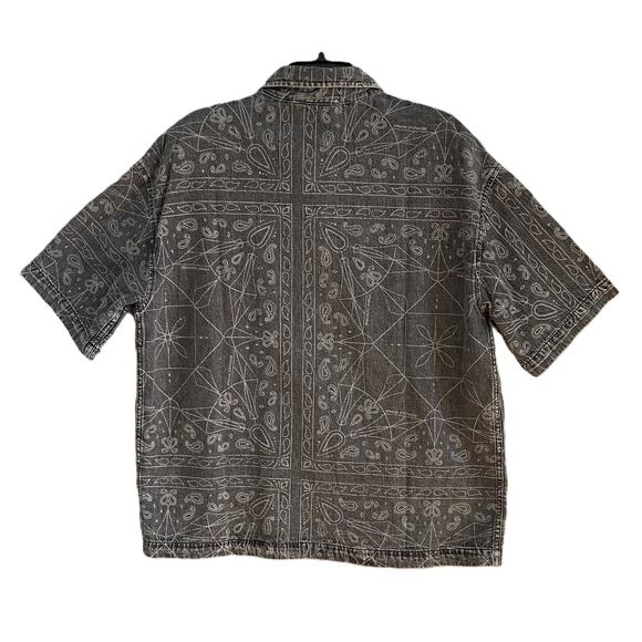 Armani Exchange Shirt Men's Large Regular Fit Short Sleeve Charcoal Paisley NEW - Picture 5 of 13